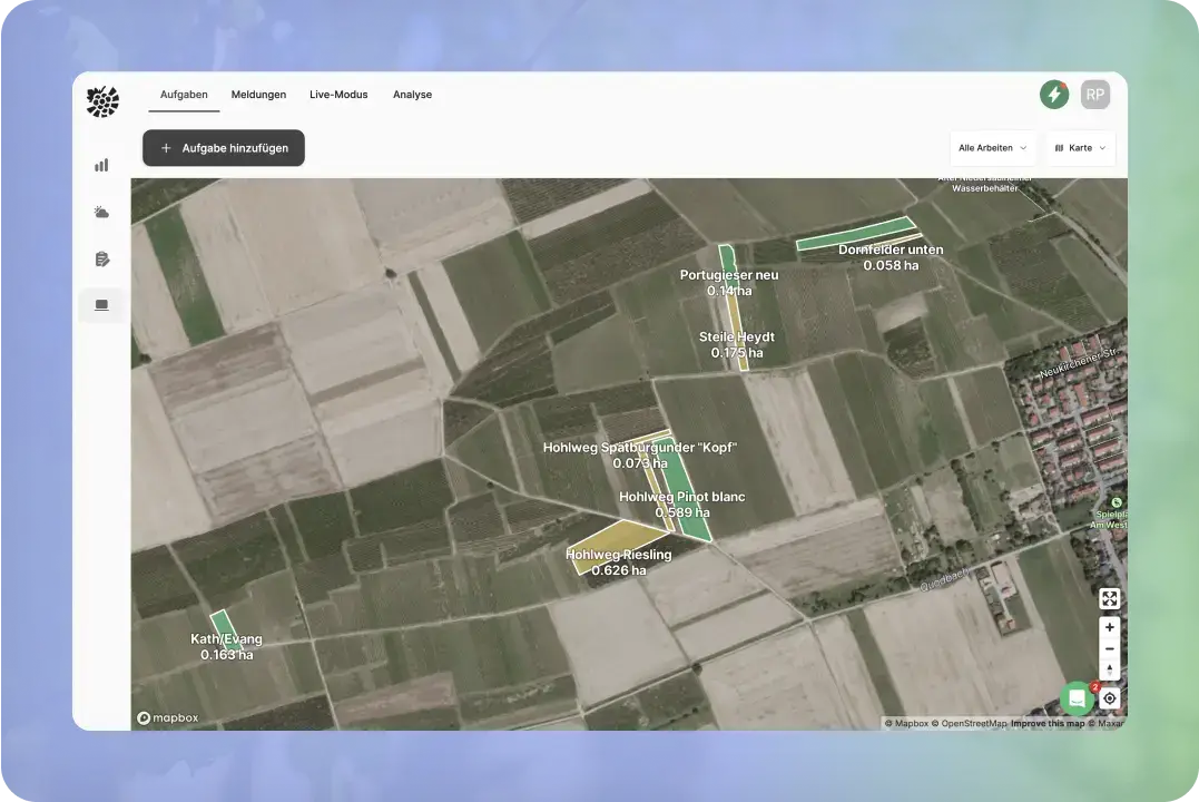 Carte de tâche VineForecast