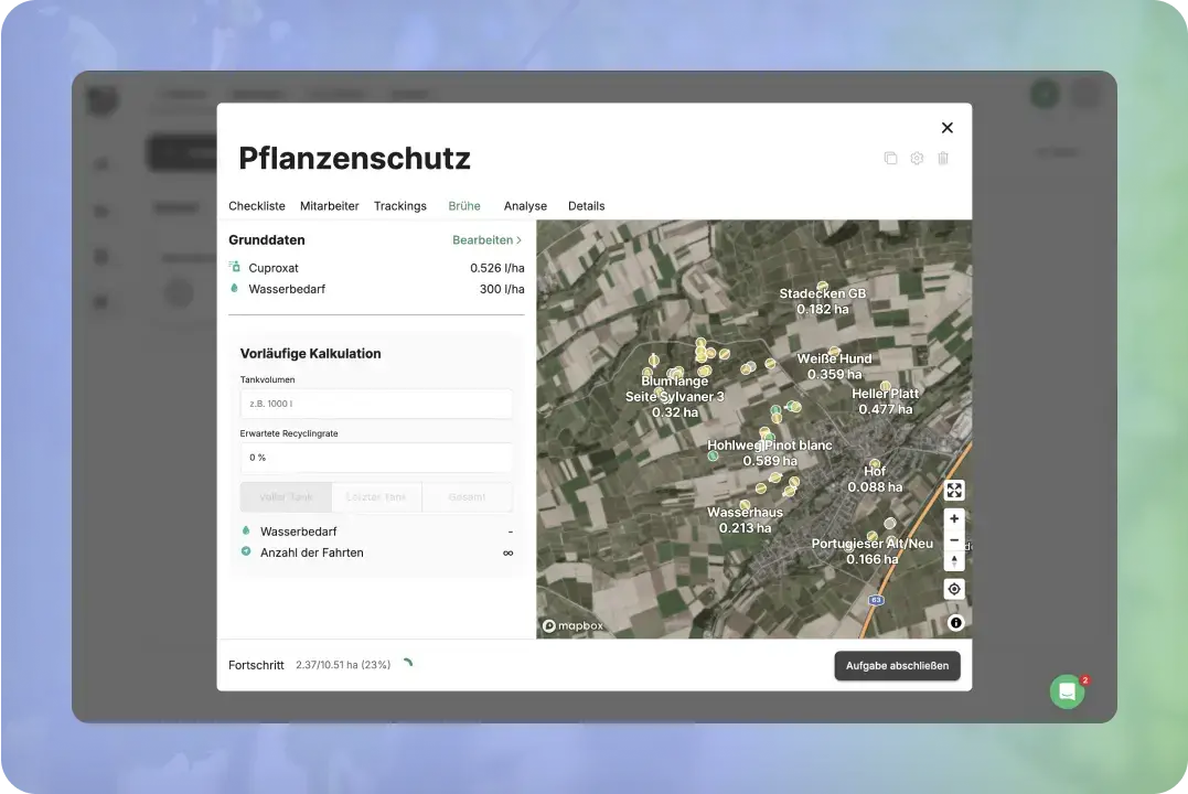 Tâches phytosanitaires VineForecast