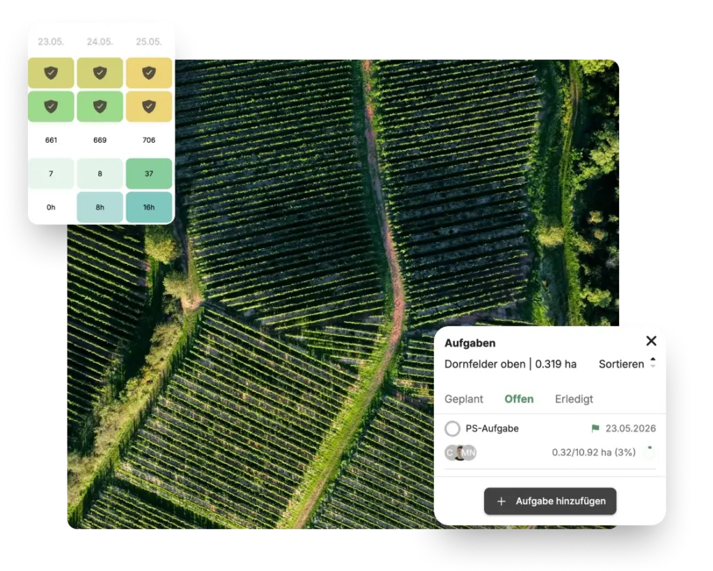 VineForecast Mockup auf weinbergen